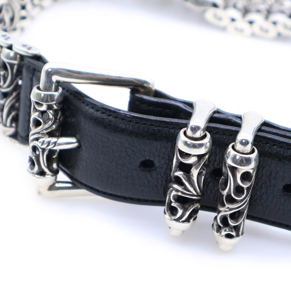 CHROME HEARTS(クロムハーツ) BLT ROLLER LINK ローラー レザーベルト シルバー/ブラック