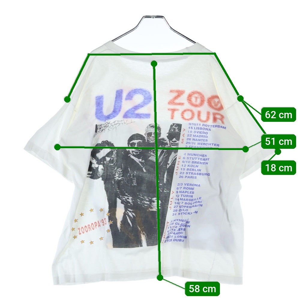 VINTAGE(ヴィンテージ) 90S U2 ZOOROPA 93 両面プリント 半袖Tシャツ ホワイト