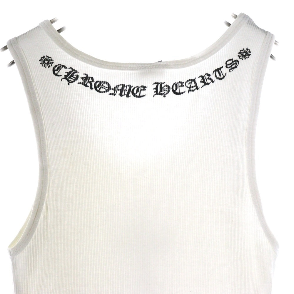 CHROME HEARTS(クロムハーツ) OLD TANK TOP CHクロスロゴデザイン リブタンクトップ ノースリーブカットソー ホワイト