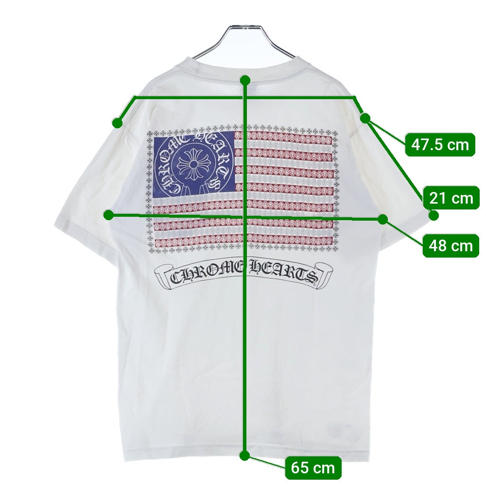 CHROME HEARTS(クロムハーツ) OLD AMERICAN FLAG TEE オールド アメリカンフラッグTシャツ 星条旗 ホースシュープリント 半袖カットソー ホワイト