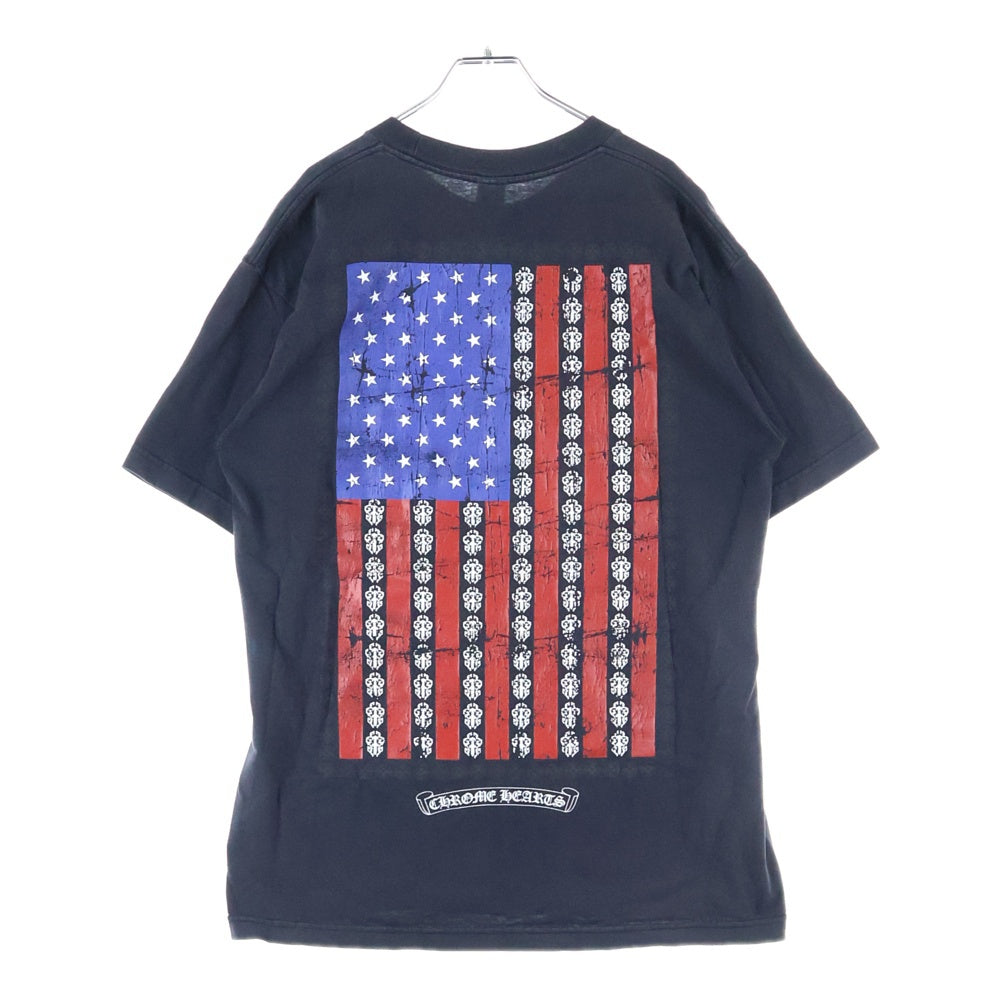 CHROME HEARTS(クロムハーツ) OLD AMERICAN FLAG TEE オールド アメリカンフラッグTシャツ 星条旗 ホースシュープリント 半袖カットソー ブラック