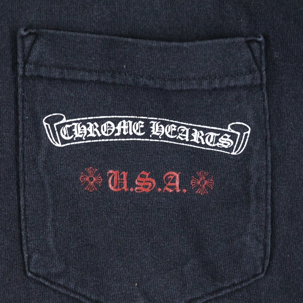 CHROME HEARTS(クロムハーツ) OLD AMERICAN FLAG TEE オールド アメリカンフラッグTシャツ 星条旗 ホースシュープリント 半袖カットソー ブラック