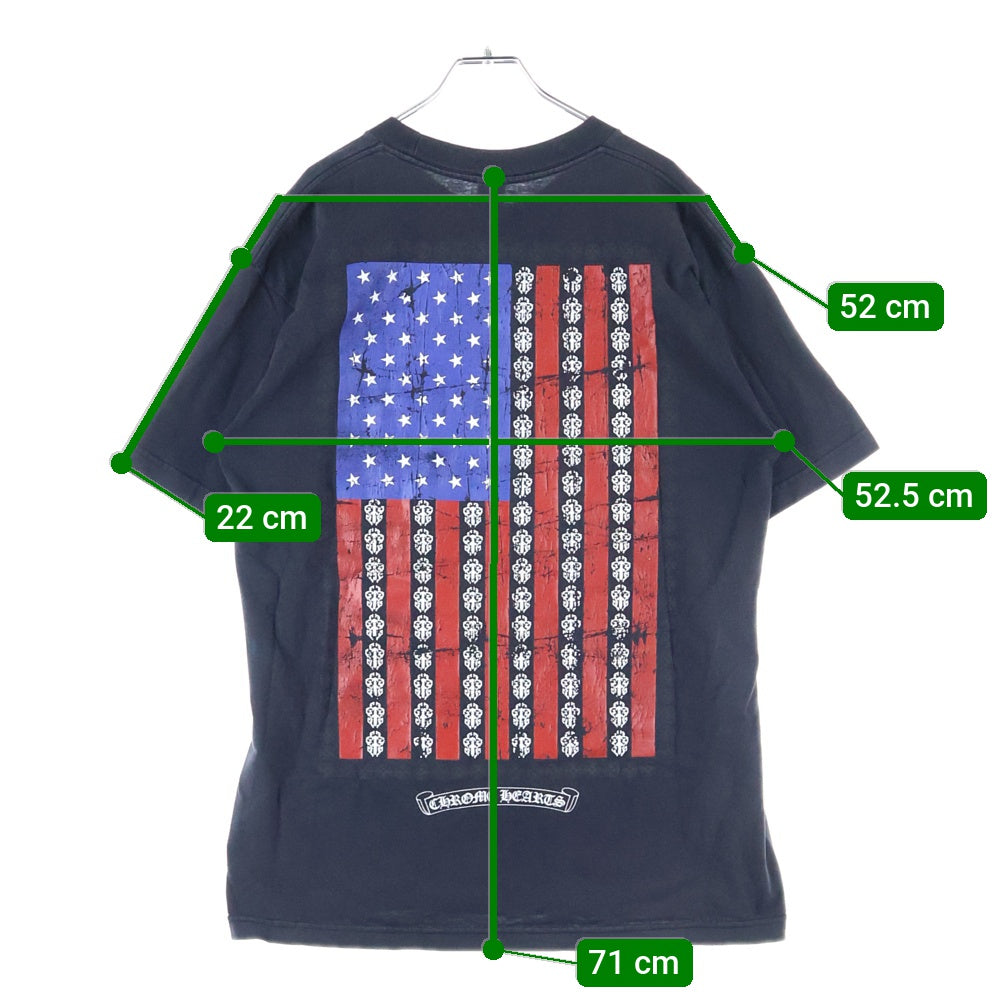 CHROME HEARTS(クロムハーツ) OLD AMERICAN FLAG TEE オールド アメリカンフラッグTシャツ 星条旗 ホースシュープリント 半袖カットソー ブラック