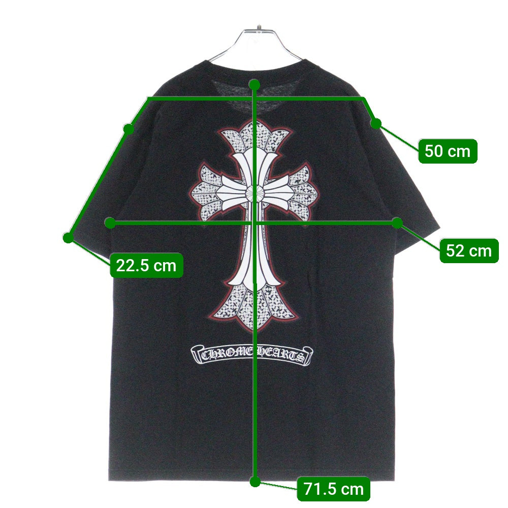 CHROME HEARTS(クロムハーツ) OLD DOUBLE CH CROSS Neck Logo オールド ダブルCHクロス ネックロゴ 両面プリント 半袖Tシャツ ブラック