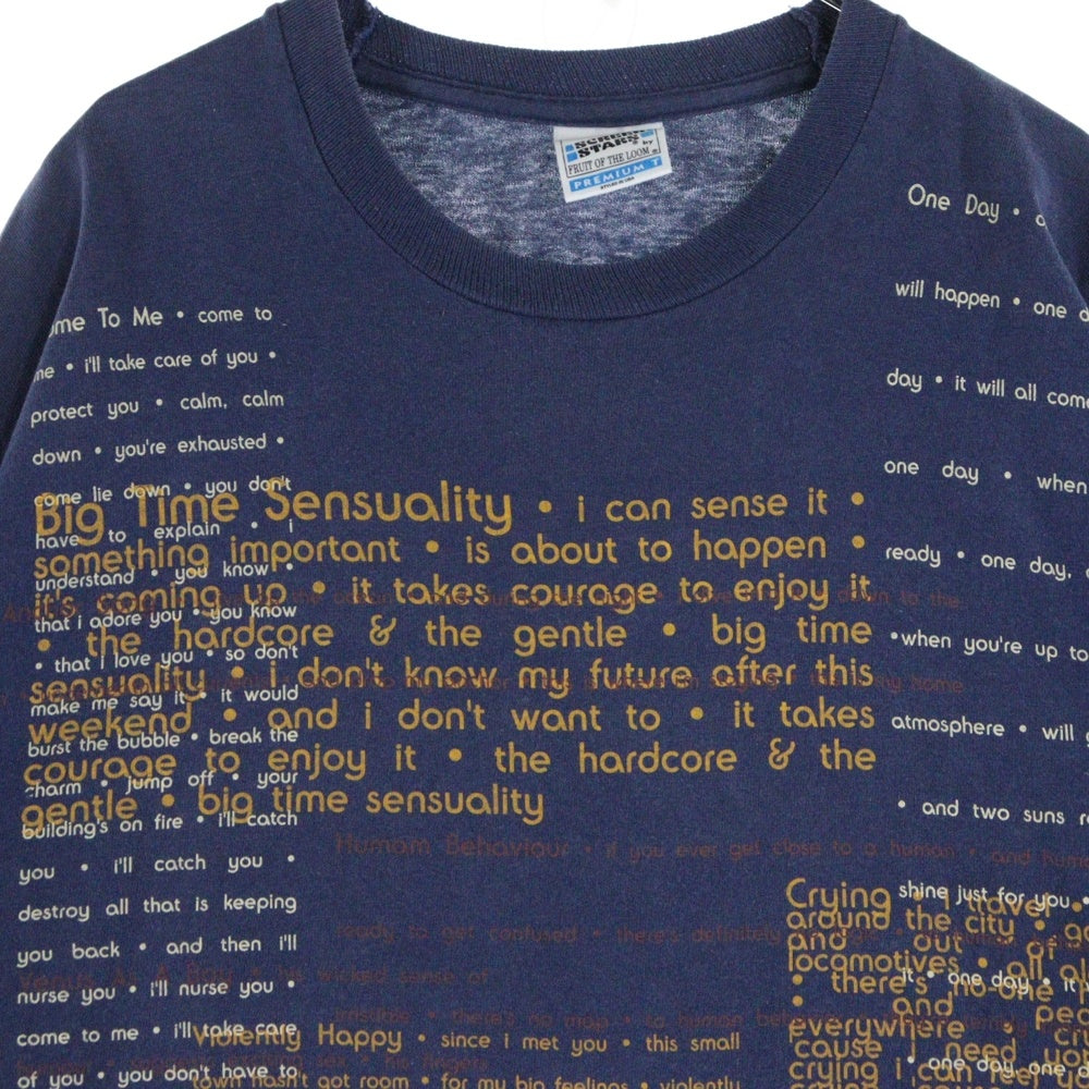 VINTAGE(ヴィンテージ) 90s BJORK 1994 THE LYRICAL TEXT NAVY TEE ビョーク 両面プリント半袖Tシャツ カットソー ネイビー