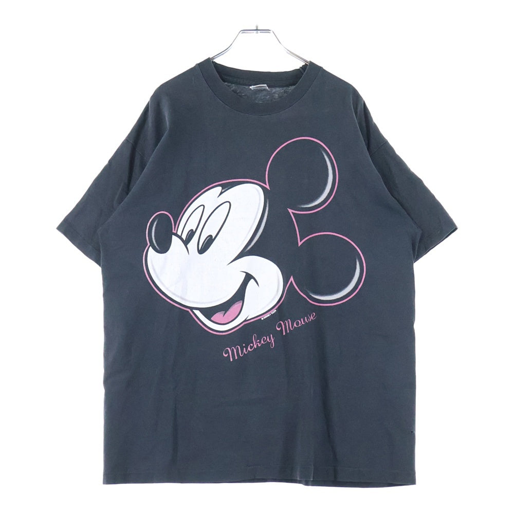 VINTAGE(ヴィンテージ) 90s Disney Mickey Mouse ディズニー ミッキーマウス ビッグフェイスプリント 半袖Tシャツ カットソー ブラック