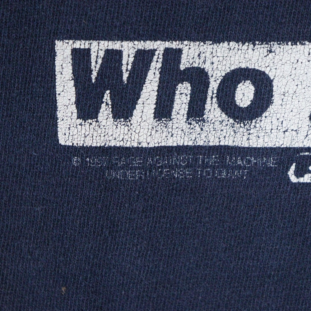 VINTAGE(ヴィンテージ) 90s RAGE AGAINST THE MACHINE WHO IS BEYOND THE LAW NORTH AMERICAN TOUR 1997 レイジアゲインストザマシーン 両面プリント 半袖Tシャツ カットソー ネイビー