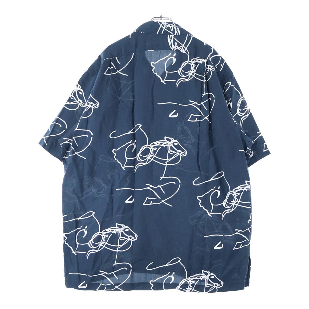 VINTAGE(ヴィンテージ) 90S Polo by Ralph Lauren horse ホースプリント オープンカラー レーヨンシャツ ネイビー