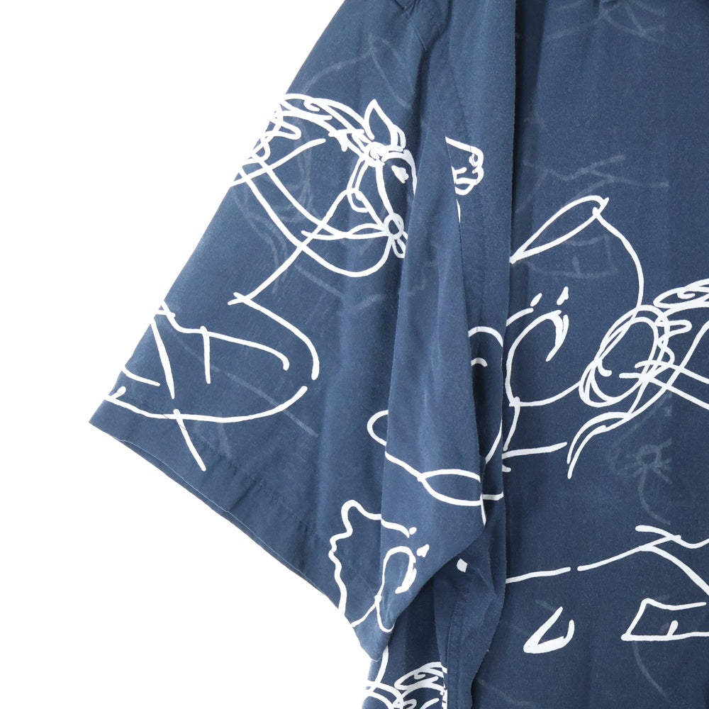 VINTAGE(ヴィンテージ) 90S Polo by Ralph Lauren horse ホースプリント オープンカラー レーヨンシャツ ネイビー