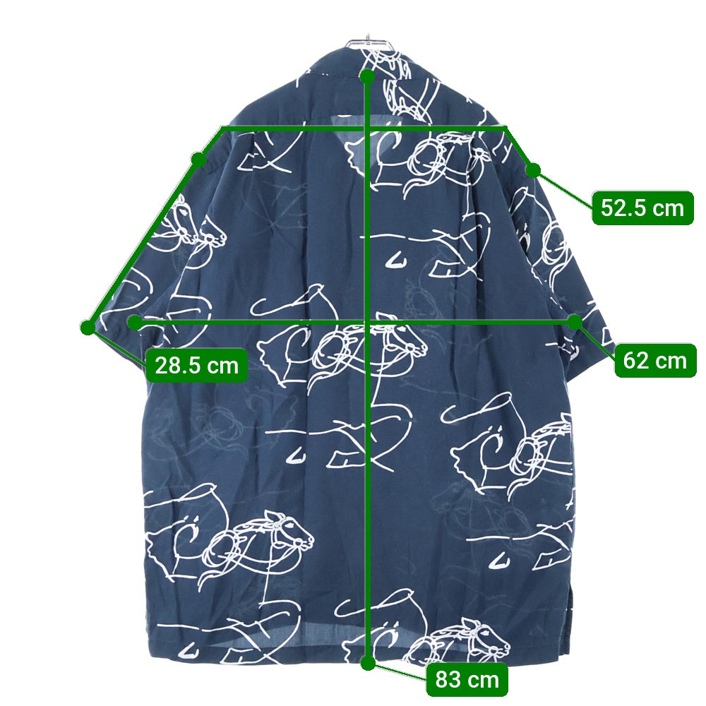 VINTAGE(ヴィンテージ) 90S Polo by Ralph Lauren horse ホースプリント オープンカラー レーヨンシャツ ネイビー