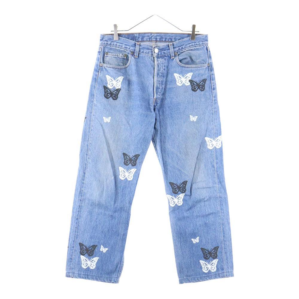 Levi's(リーバイス) × About Dreams 501 Butterfly Denim アバウトドリームス バタフライプリント リメイク デニムパンツ インディゴ