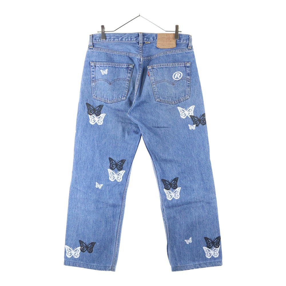 Levi's(リーバイス) × About Dreams 501 Butterfly Denim アバウトドリームス バタフライプリント リメイク デニムパンツ インディゴ