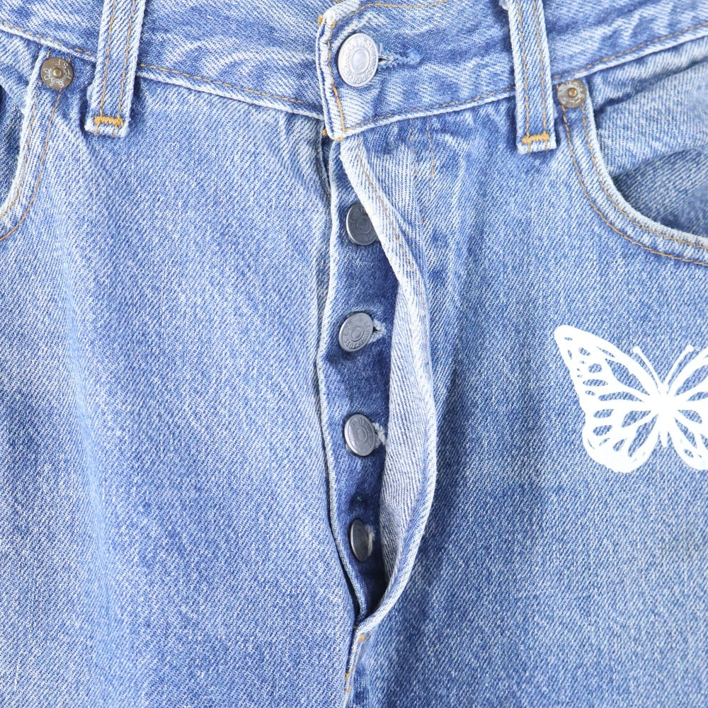 Levi's(リーバイス) × About Dreams 501 Butterfly Denim アバウトドリームス バタフライプリント リメイク デニムパンツ インディゴ