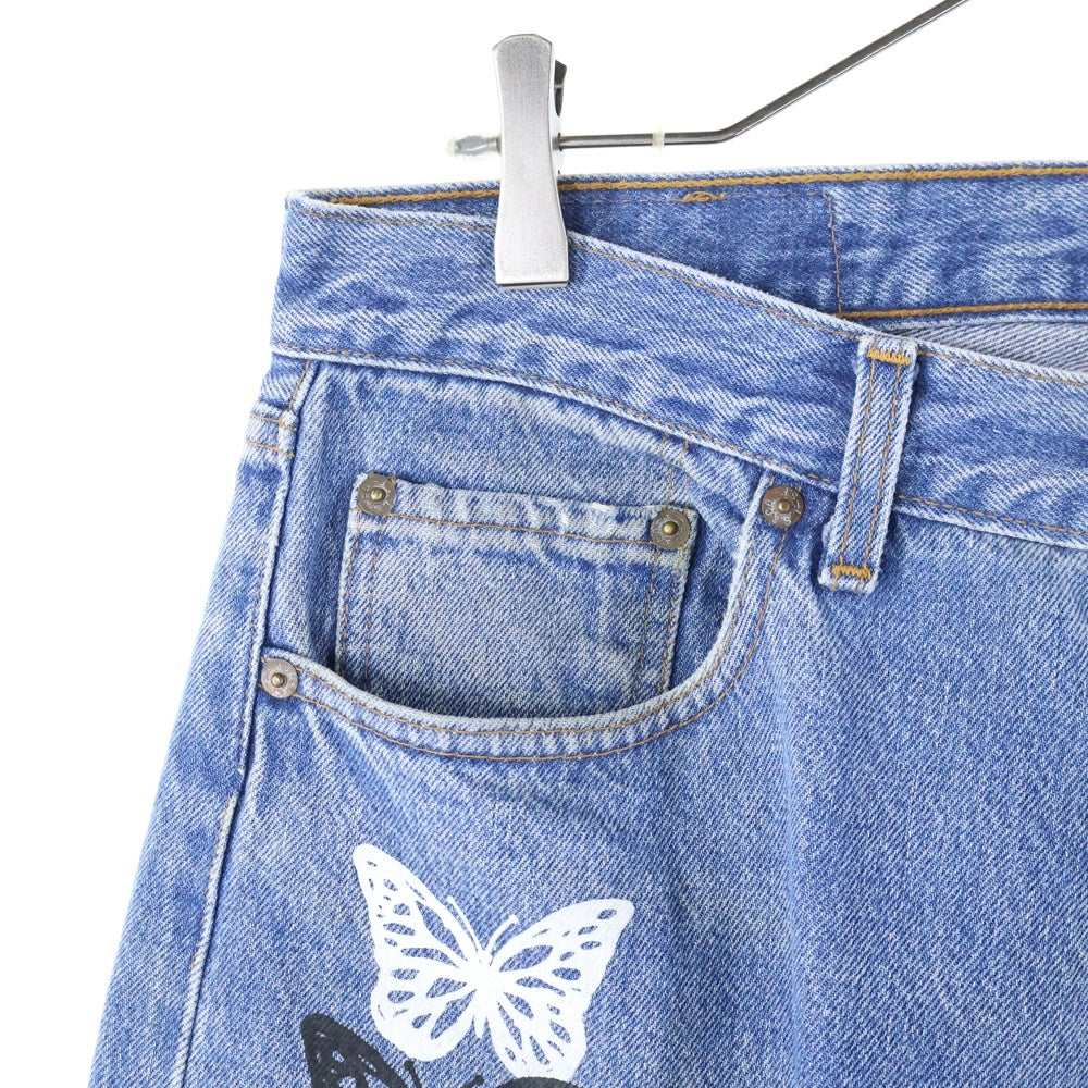 Levi's(リーバイス) × About Dreams 501 Butterfly Denim アバウトドリームス バタフライプリント リメイク デニムパンツ インディゴ