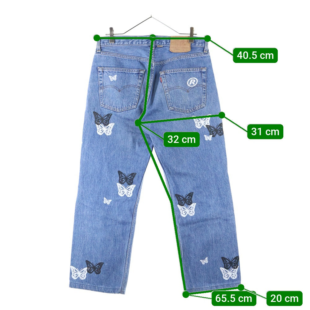 Levi's(リーバイス) × About Dreams 501 Butterfly Denim アバウトドリームス バタフライプリント リメイク デニムパンツ インディゴ