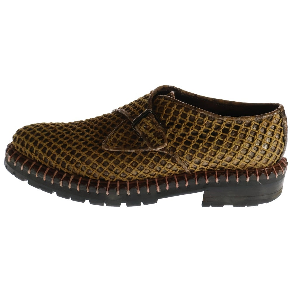 RAF SIMONS(ラフシモンズ) 08AW single monk ロープデザイン シングルモンク ストラップ レザーシューズ ブラウン