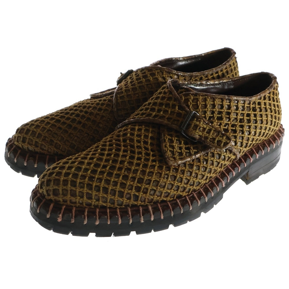 RAF SIMONS(ラフシモンズ) 08AW single monk ロープデザイン シングルモンク ストラップ レザーシューズ ブラウン