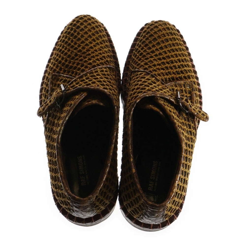 RAF SIMONS(ラフシモンズ) 08AW single monk ロープデザイン シングルモンク ストラップ レザーシューズ ブラウン