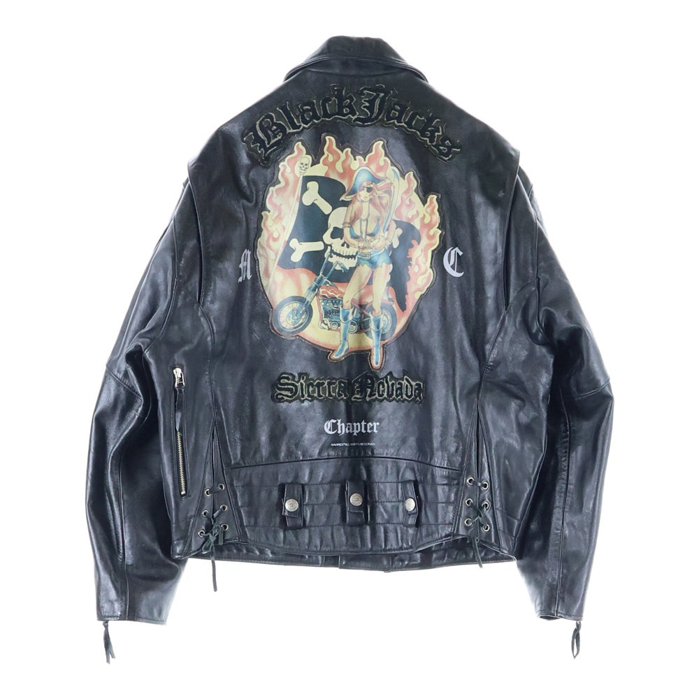 AVIREX(アヴィレックス) 90S TATTOOING Homeward 1945 タトゥーデザイン カウハイド ダブルライダースジャケット ブラック