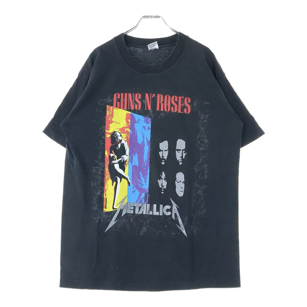 VINTAGE(ヴィンテージ) 90s METALLICA × GUNS N ROSES 1992 NORTH AMERICAN TOUR FAITH NO MORE 両面プリント 半袖tシャツ ブラック