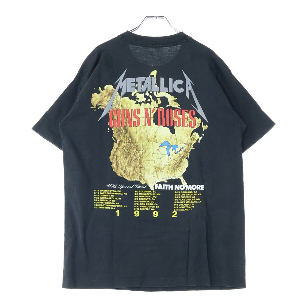 VINTAGE(ヴィンテージ) 90s METALLICA × GUNS N ROSES 1992 NORTH AMERICAN TOUR FAITH NO MORE 両面プリント 半袖tシャツ ブラック