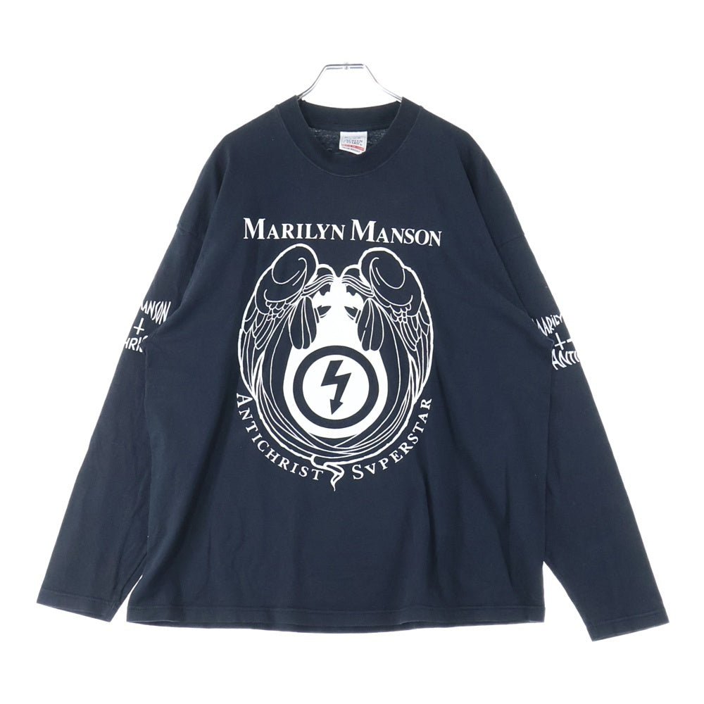 VINTAGE(ヴィンテージ) 90S MARILYN MANSON ANTICHRIST SUPERSTAR THE WORLD SPREADS IT'S LEGS マリリンマンソン 両面プリント ロングスリーブ 長袖Tシャツ ブラック