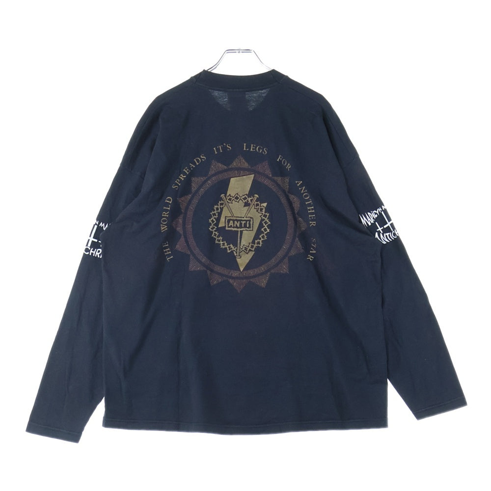 VINTAGE(ヴィンテージ) 90S MARILYN MANSON ANTICHRIST SUPERSTAR THE WORLD SPREADS IT'S LEGS マリリンマンソン 両面プリント ロングスリーブ 長袖Tシャツ ブラック