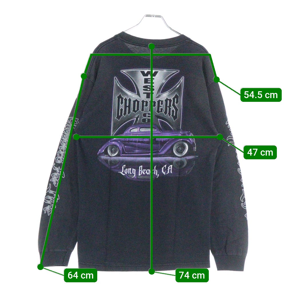 VINTAGE(ヴィンテージ) 00s WEST COAST CHOPPERS L/S TtEE 両面プリント長袖Tシャツ 長袖カットソー フブラック
