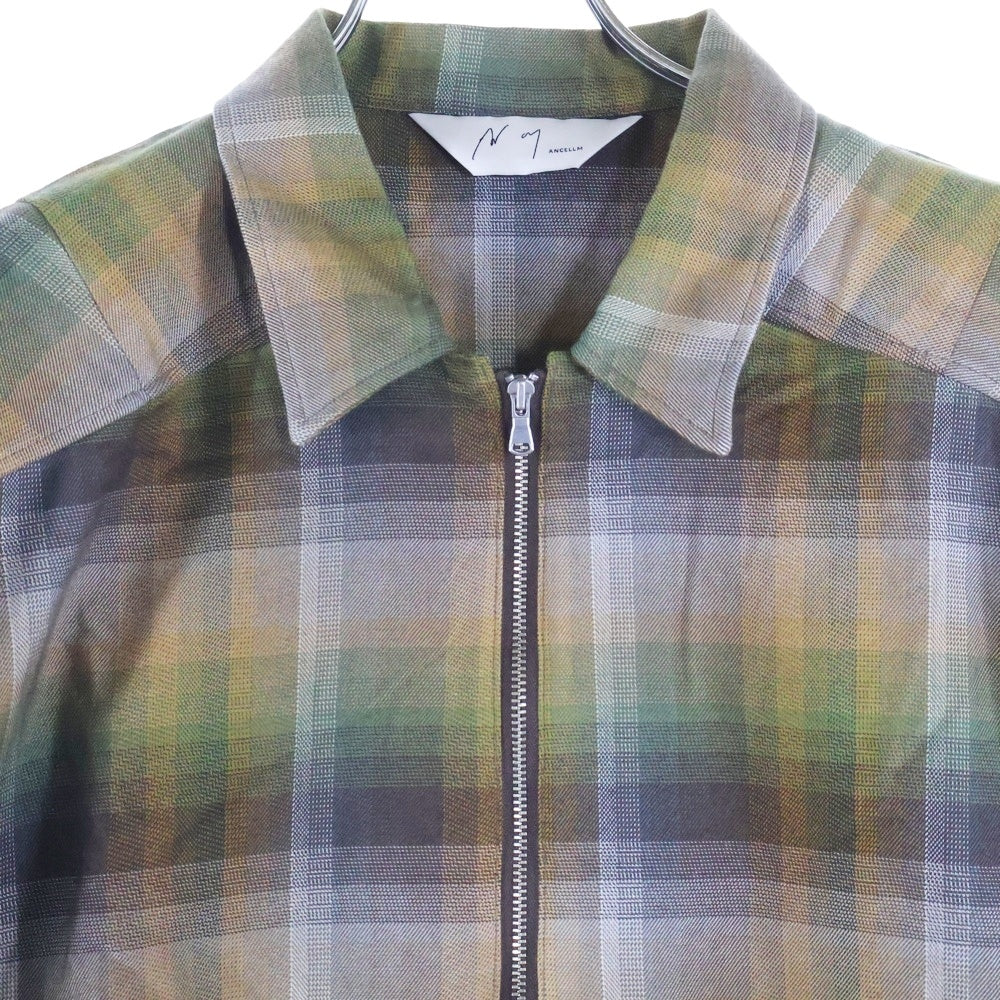 ANCELLM(アンセルム) 24AW R/C CHECK PULL OVER SHIRT チェックプルオーバーシャツ 長袖シャツ ジップアップ チェック