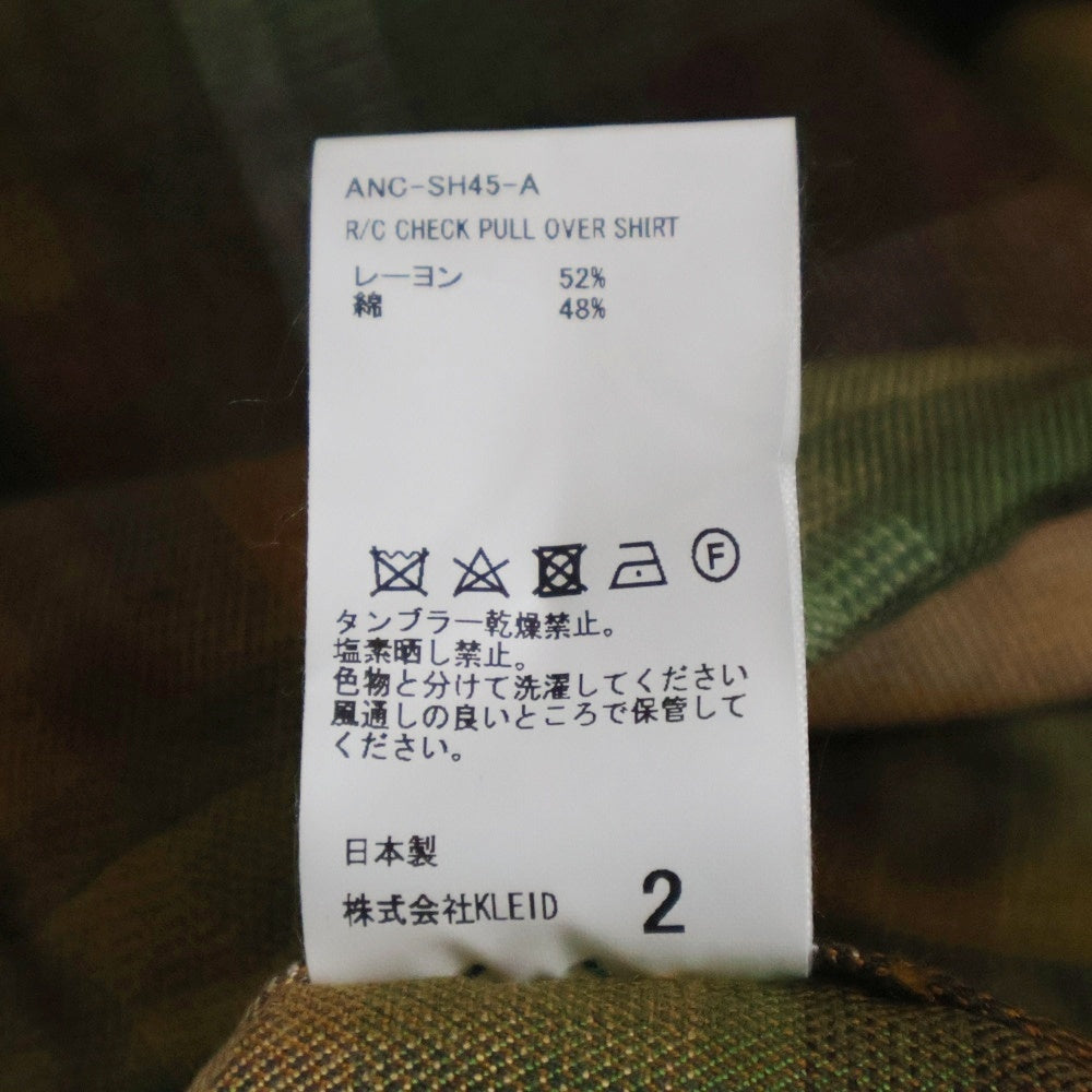 ANCELLM(アンセルム) 24AW R/C CHECK PULL OVER SHIRT チェックプルオーバーシャツ 長袖シャツ ジップアップ チェック