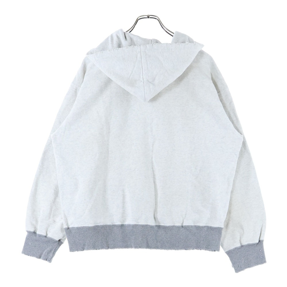 ANCELLM(アンセルム) ZIPUP HOODIE HEATHER WHITE ダメージ加工 ジップアップ フーディー ホワイト