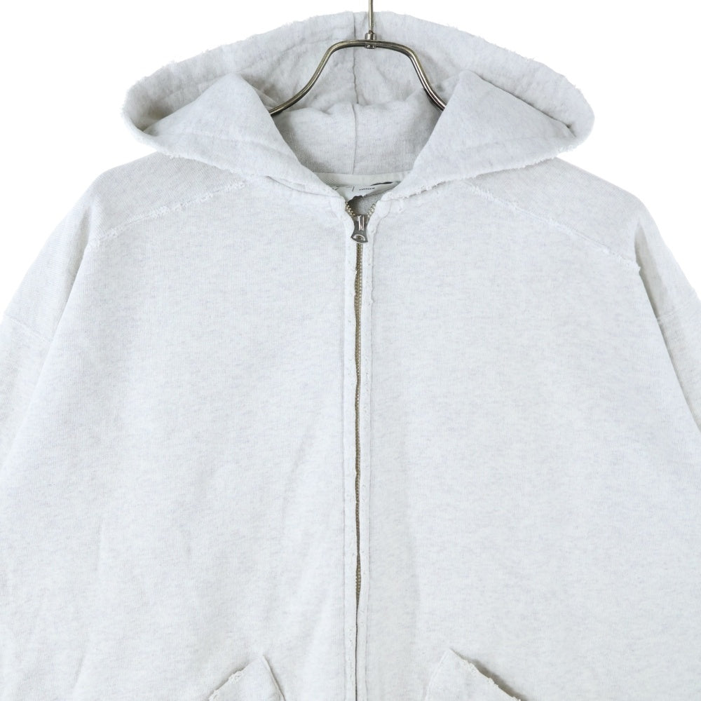 ANCELLM(アンセルム) ZIPUP HOODIE HEATHER WHITE ダメージ加工 ジップアップ フーディー ホワイト