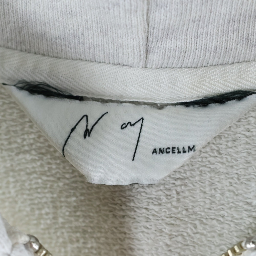 ANCELLM(アンセルム) ZIPUP HOODIE HEATHER WHITE ダメージ加工 ジップアップ フーディー ホワイト