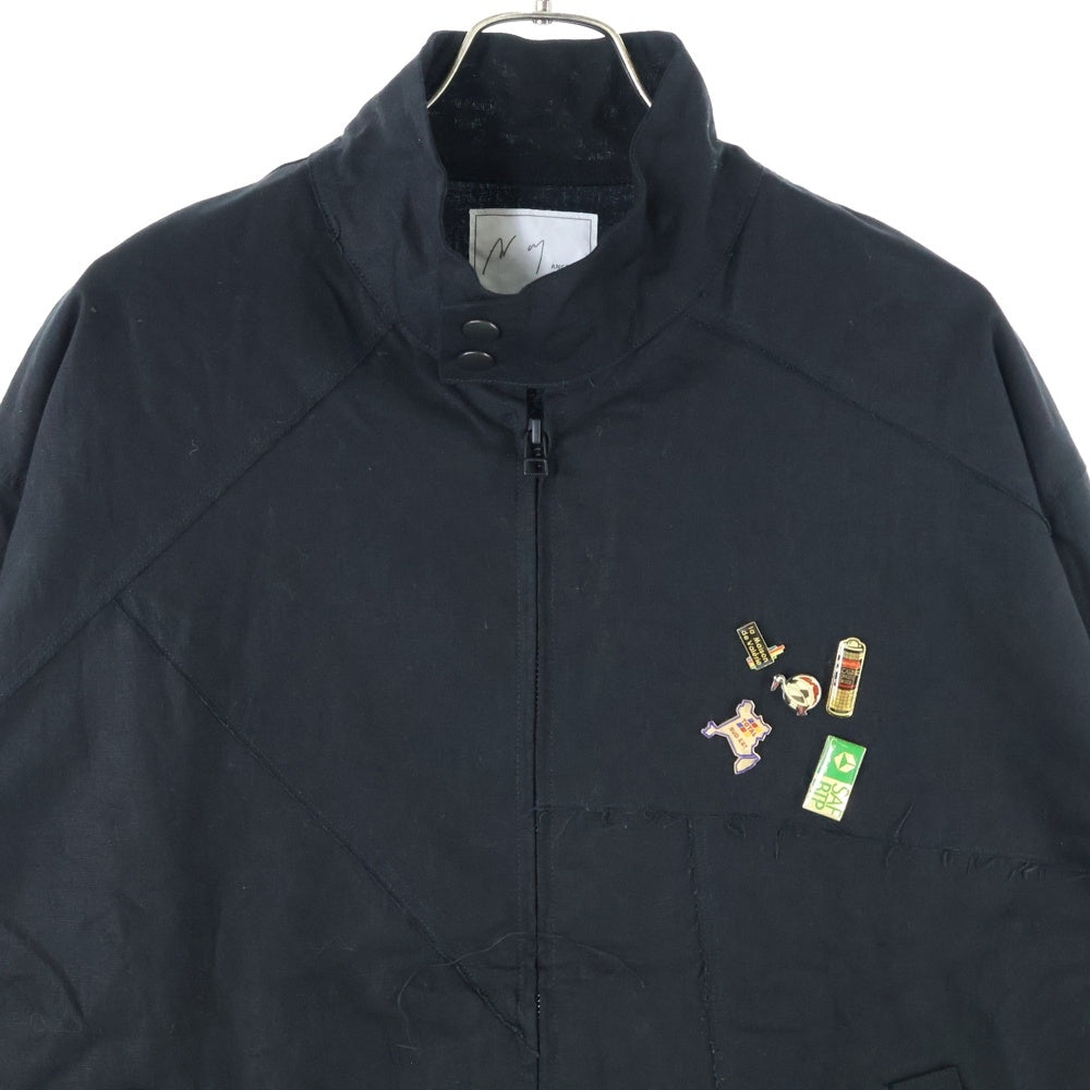 ANCELLM(アンセルム) 24SS PATCHWORK BLOUSON EX GARDEN 別注 ANC-JK08-EX パッチワーク ブルゾン ガーデン 別注 リネン混 ジャケット ブラック