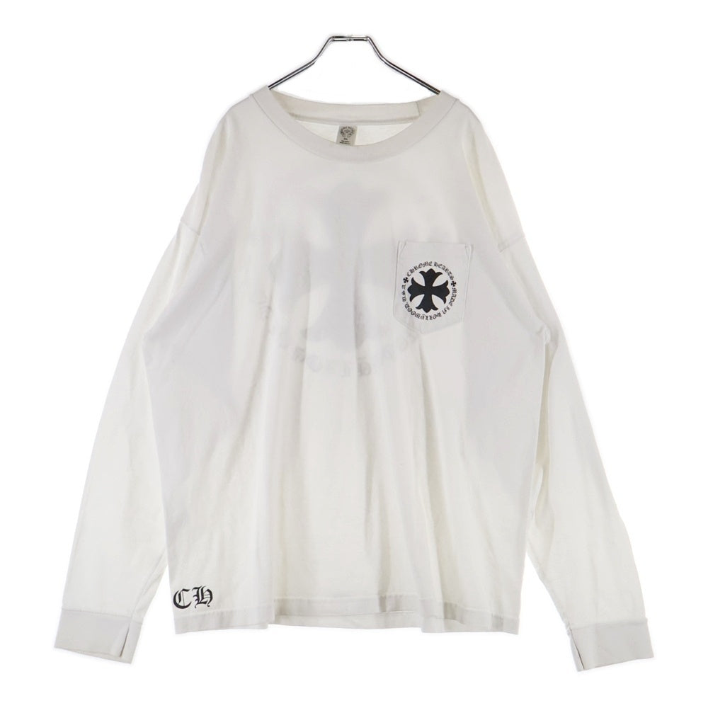 CHROME HEARTS(クロムハーツ) バックCHクロス 胸ポケット長袖Tシャツ 長袖カットソー ホワイト
