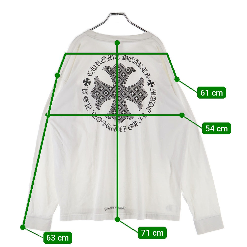 CHROME HEARTS(クロムハーツ) バックCHクロス 胸ポケット長袖Tシャツ 長袖カットソー ホワイト