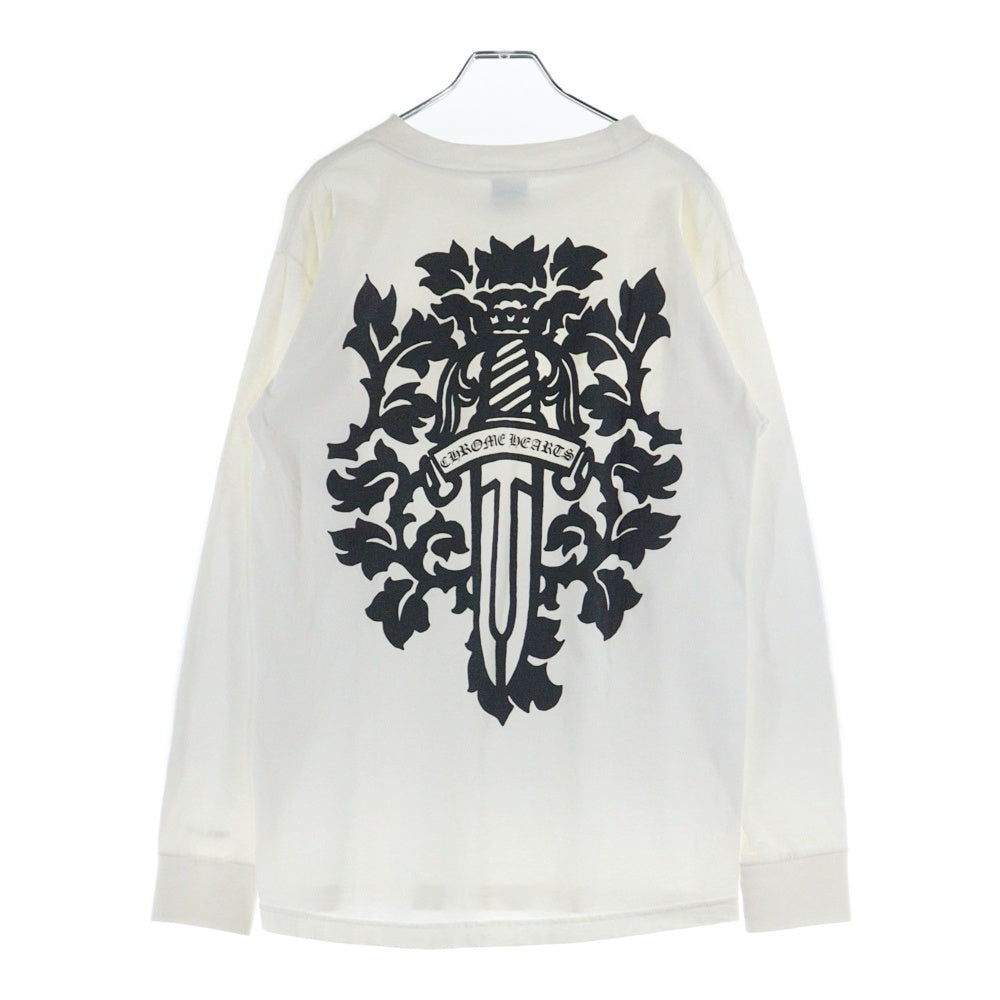 CHROME HEARTS(クロムハーツ) OLD NECK LOGO L/S TEE ネックロゴ バックダガープリント 長袖Tシャツ ロングスリーブカットソー ホワイト