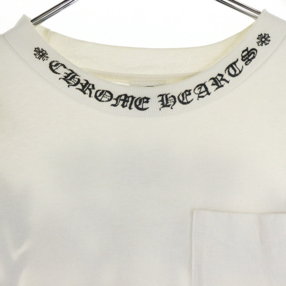CHROME HEARTS(クロムハーツ) OLD NECK LOGO L/S TEE ネックロゴ バックダガープリント 長袖Tシャツ ロングスリーブカットソー ホワイト