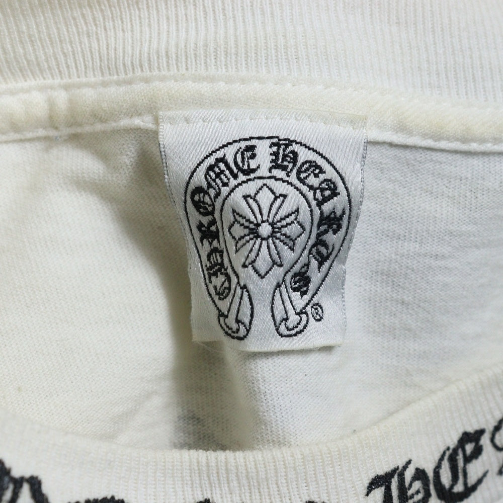 CHROME HEARTS(クロムハーツ) OLD NECK LOGO L/S TEE ネックロゴ バックダガープリント 長袖Tシャツ ロングスリーブカットソー ホワイト