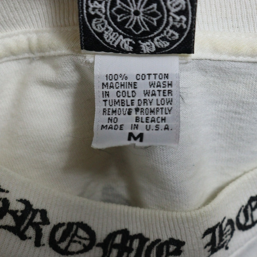 CHROME HEARTS(クロムハーツ) OLD NECK LOGO L/S TEE ネックロゴ バックダガープリント 長袖Tシャツ ロングスリーブカットソー ホワイト