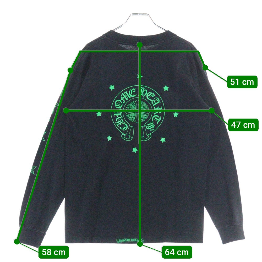 CHROME HEARTS(クロムハーツ) OLD バックホースシュー スタープリント長袖Tシャツ 長袖カットソー ブラック