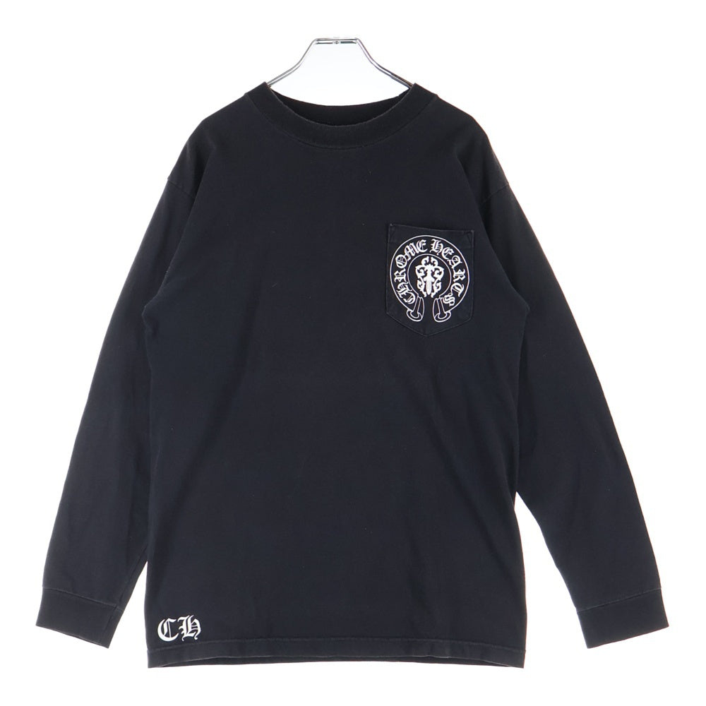 CHROME HEARTS(クロムハーツ) OLD American Flag Tee オールドモデルアメリカンフラッグTシャツ 星条旗 ホースシュープリント 長袖Tシャツ ブラック