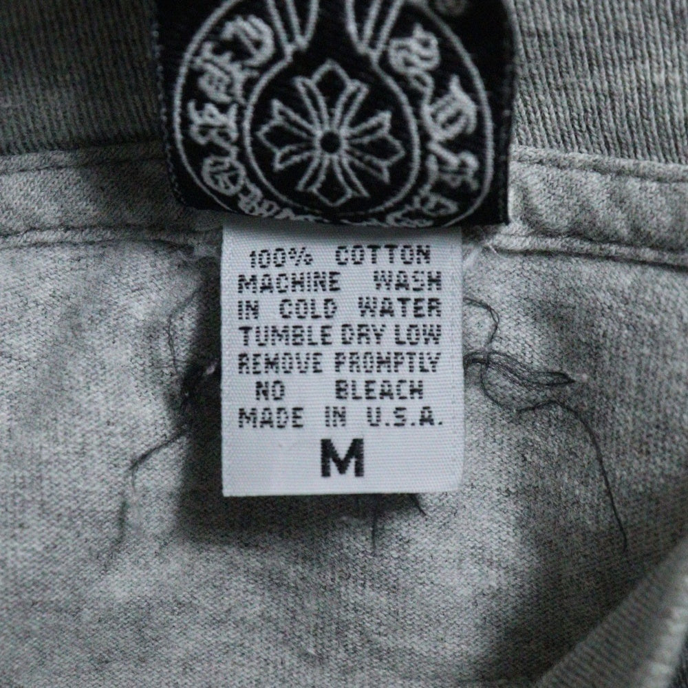 CHROME HEARTS(クロムハーツ) OLD オールドモデル バックセメタリークロス ホースシュープリントポケット 長袖カットソー 長袖Tシャツ グレー