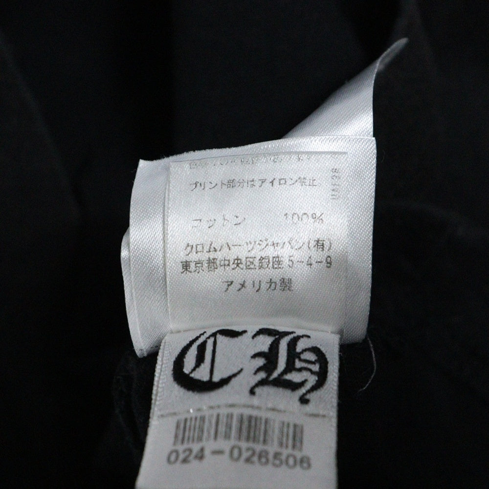 CHROME HEARTS(クロムハーツ) バックスクロールラベルプリント 胸ポケット 半袖Tシャツ カットソー ブラック