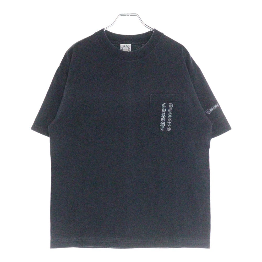 CHROME HEARTS(クロムハーツ) OLD オールドモデル バックスクロールラベルプリント 胸ポケット 半袖Tシャツ カットソー ブラック