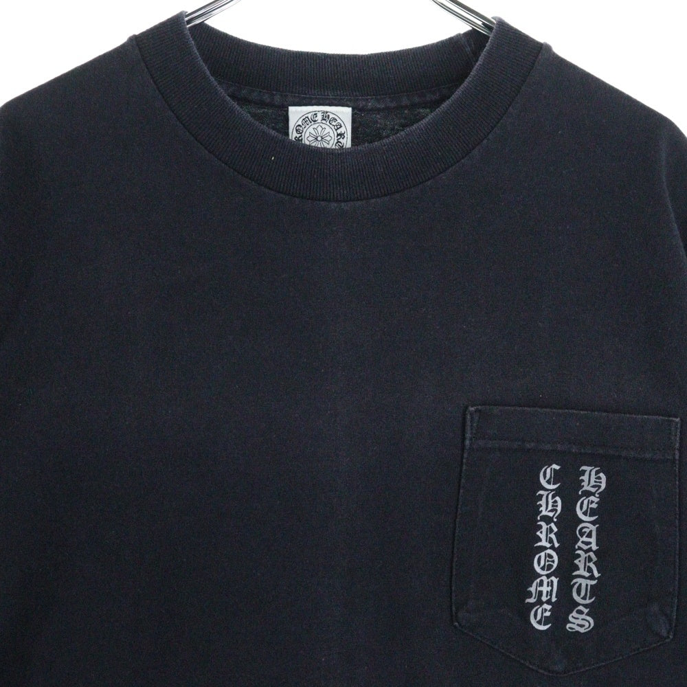 CHROME HEARTS(クロムハーツ) OLD オールドモデル バックスクロールラベルプリント 胸ポケット 半袖Tシャツ カットソー ブラック