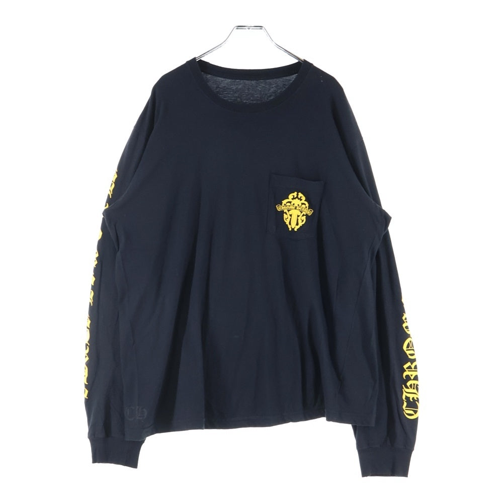 CHROME HEARTS(クロムハーツ) ヴァインダガー スクロールラベルプリントポケット 長袖Tシャツ 長袖カットソー ブラック