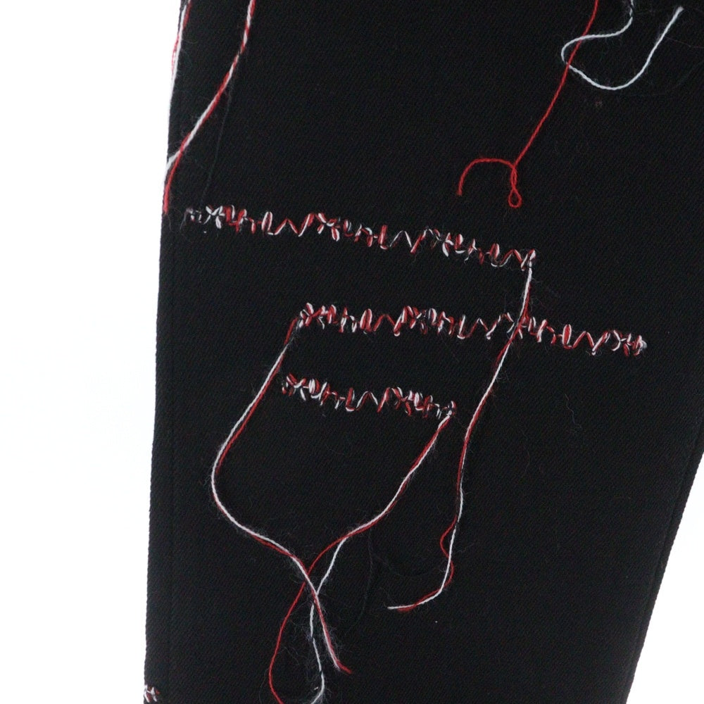 Dior HOMME(ディオールオム) 16AW クリスヴァンアッシュ期 Thread Embroidered Black Skinny Jeans ステッチ 刺繍デザイン スキニーデニムパンツ ブラック 663D038W0543