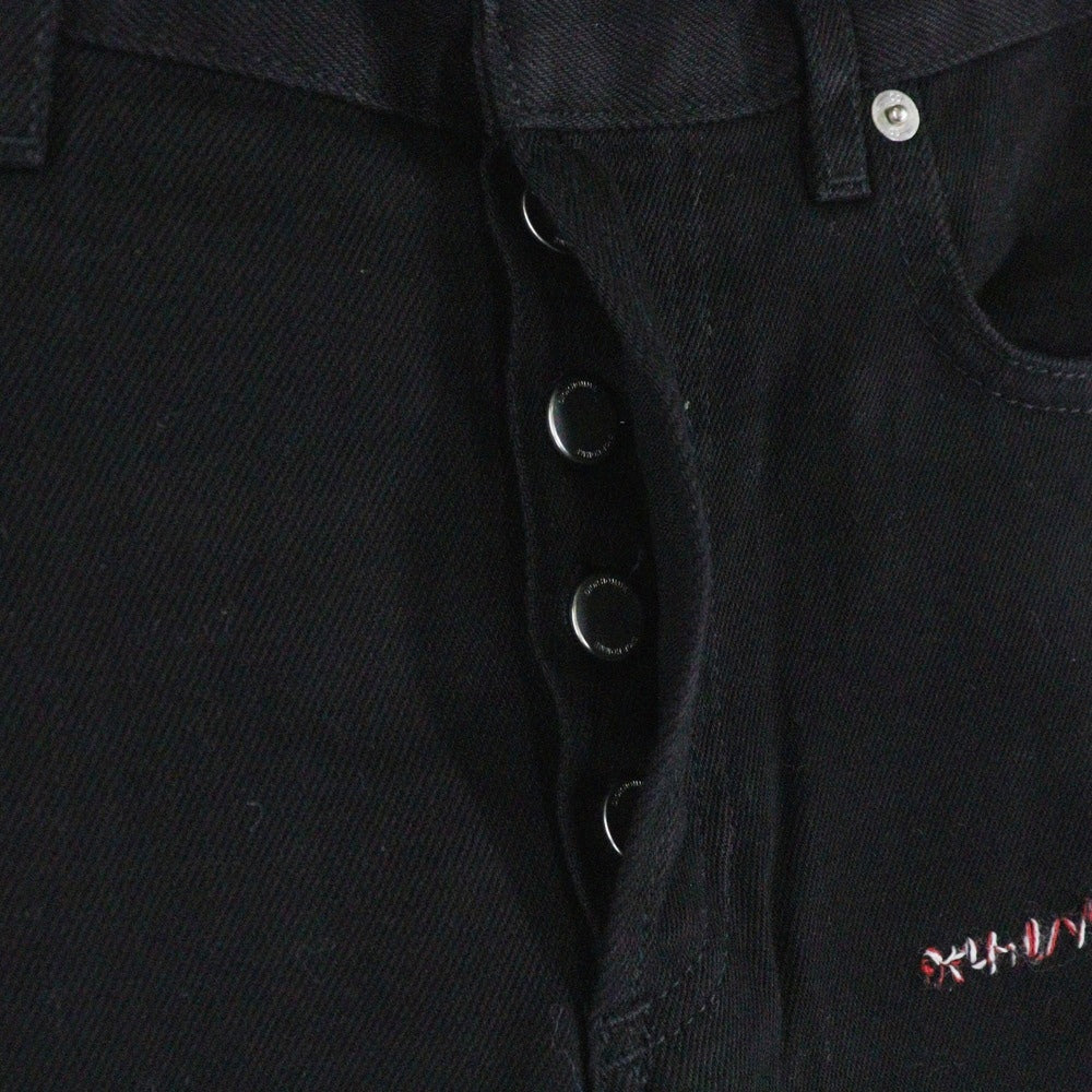 Dior HOMME(ディオールオム) 16AW クリスヴァンアッシュ期 Thread Embroidered Black Skinny Jeans ステッチ 刺繍デザイン スキニーデニムパンツ ブラック 663D038W0543