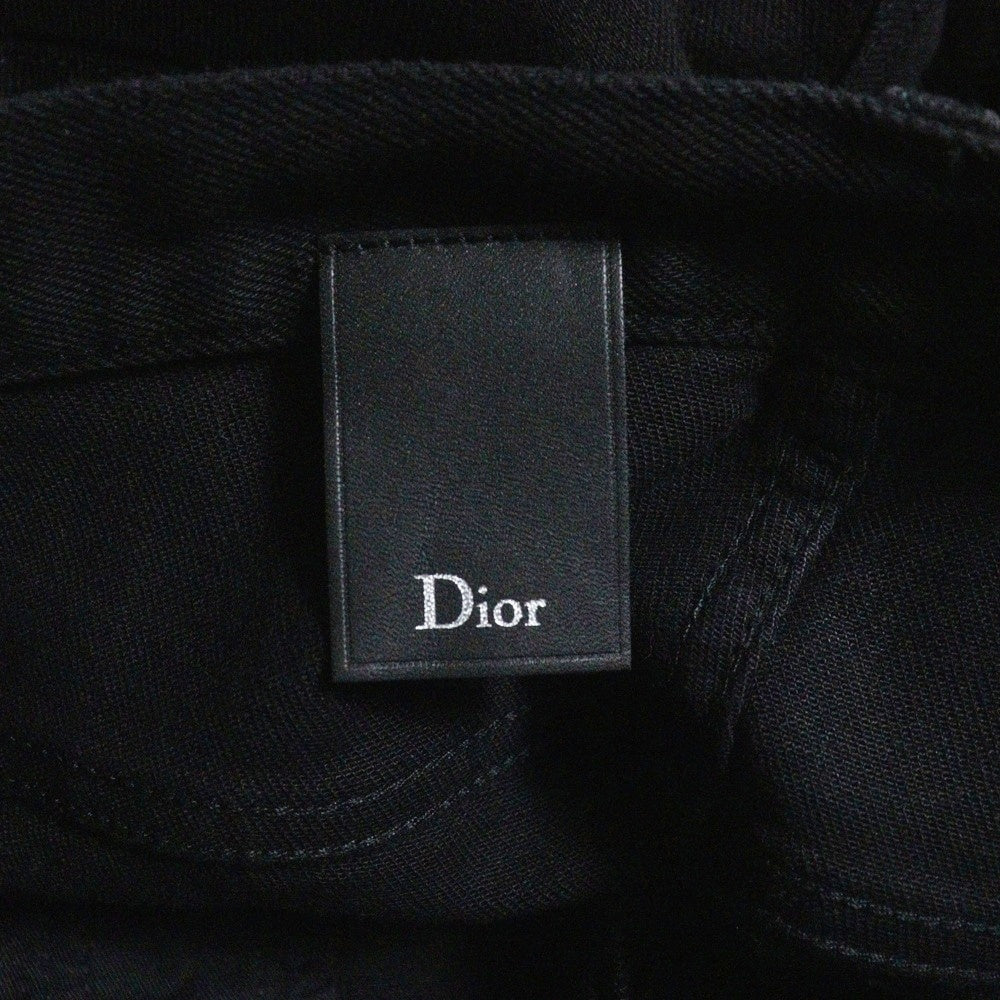 Dior HOMME(ディオールオム) 16AW クリスヴァンアッシュ期 Thread Embroidered Black Skinny Jeans ステッチ 刺繍デザイン スキニーデニムパンツ ブラック 663D038W0543